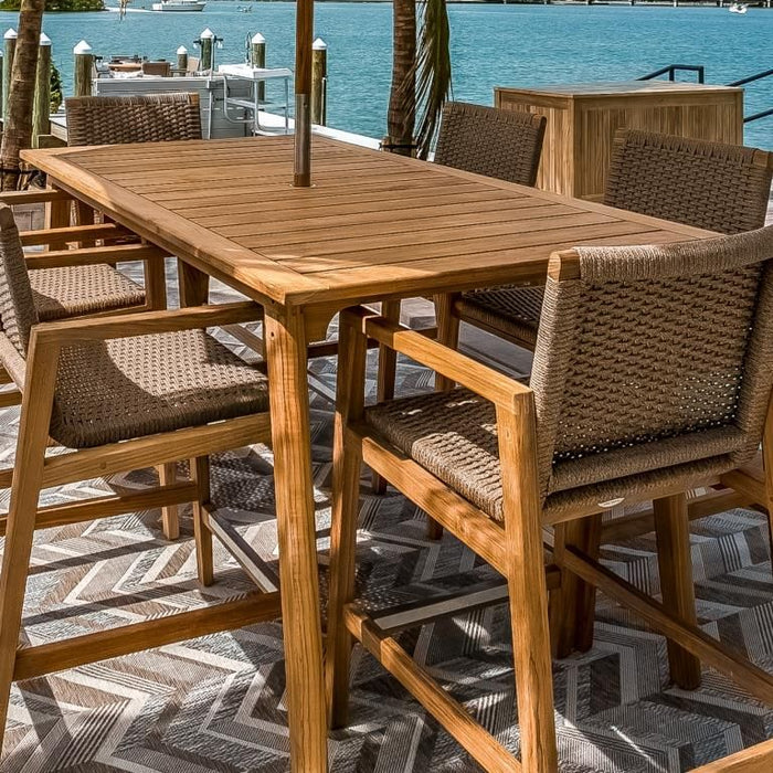Teak Outdoor Bar Table (70" Long Rectangle) - Admiral - Teak HQ™