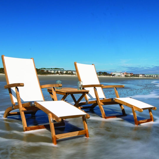 Teak Outdoor Lounge Set - 2 Steamers + Picnic Table - Teak HQ™