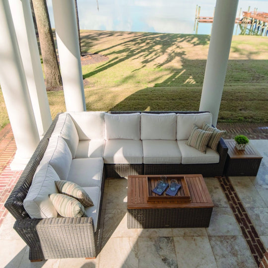 Teak Sectional Patio Furniture - Sanibel 6 - Piece Modular Set - Teak HQ™