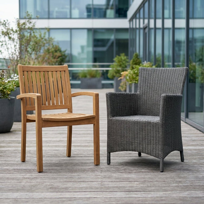 Comparing Solid Teak Dining Sets and Synthetic Wicker Sets for Weather-Resistant Decks - Teak HQ™