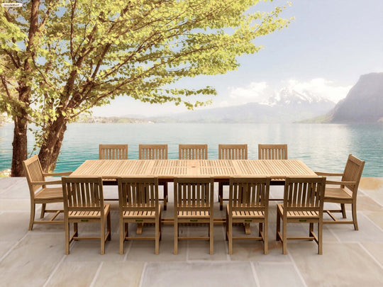 12 - Person Teak Dining Set - Valencia (Table) & Rialto (Chairs) - Teak HQ™