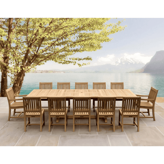 12 - Person Teak Dining Set - Valencia (Table) & Rialto (Chairs) - Teak HQ™