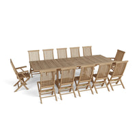 12-Seat Teak Outdoor Dining Set - Valencia (Table) & Classic (Chairs)