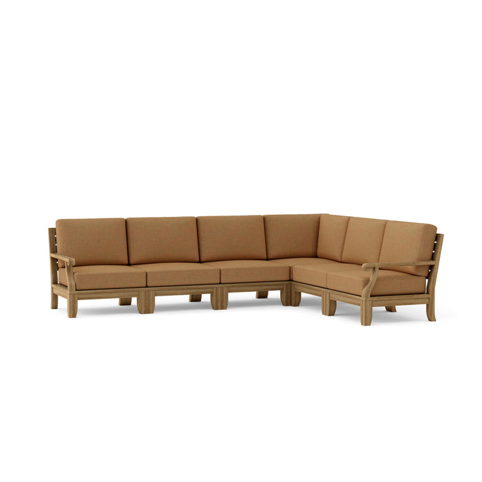 Contemporary Teak Outdoor Furniture - Riviera 6-Piece Sectional Set