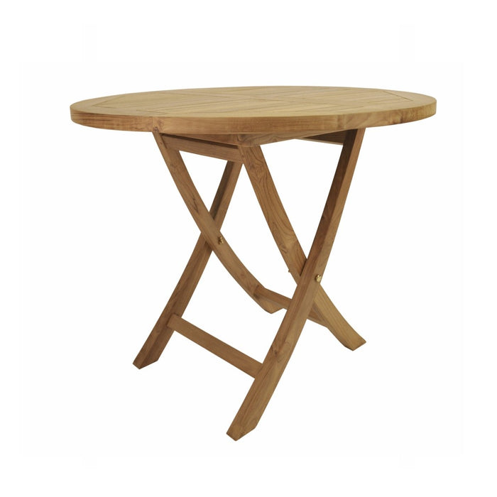 2 - Person Folding Teak Dining Table (35" Round) - Bahama - Teak HQ™