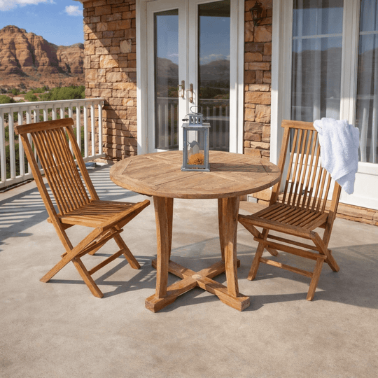 2 - Seat Outdoor Teak Dining Set - Descanso (Table) & Bristol (Chairs) - Teak HQ™