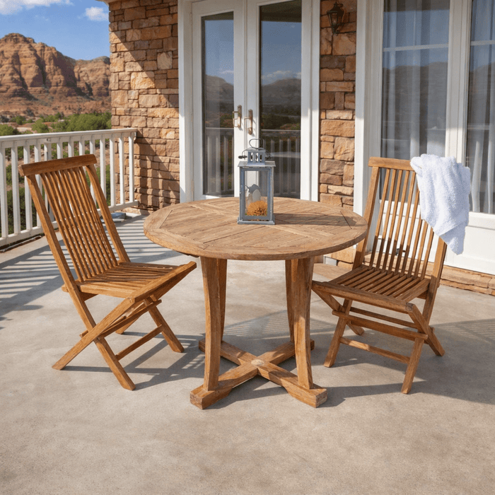 2 - Seat Outdoor Teak Dining Set - Descanso (Table) & Bristol (Chairs) - Teak HQ™