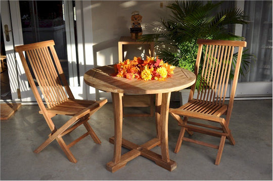 2 - Seat Outdoor Teak Dining Set - Descanso (Table) & Bristol (Chairs) - Teak HQ™