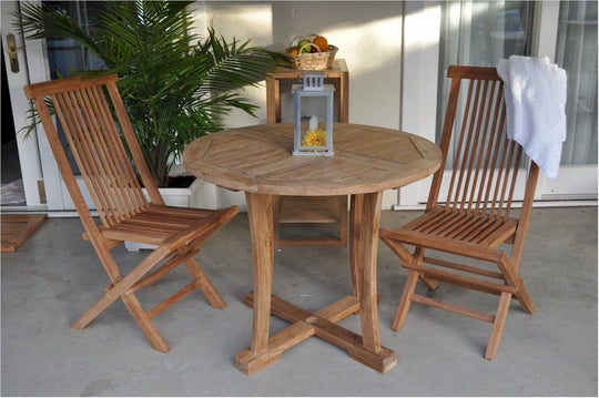 2 - Seat Outdoor Teak Dining Set - Descanso (Table) & Bristol (Chairs) - Teak HQ™
