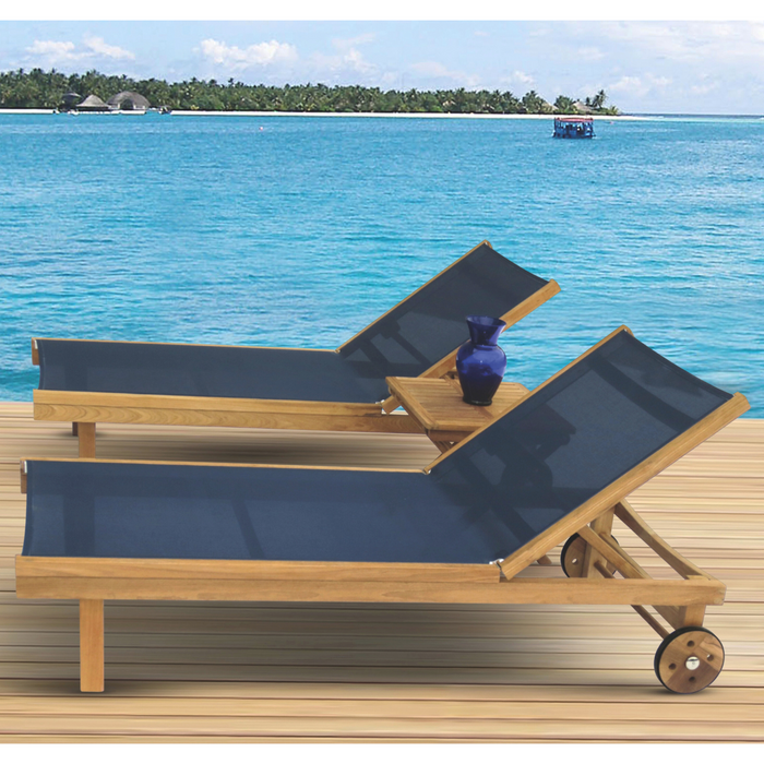Teak Sling Chaise Lounge - Sundaze