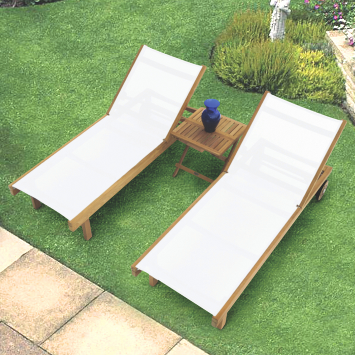 Teak Sling Chaise Lounge - Sundaze