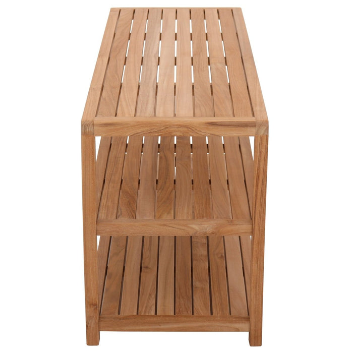 28" Teak Spa Bench With 2 Lower Shelves - Horizon - Teak HQ™