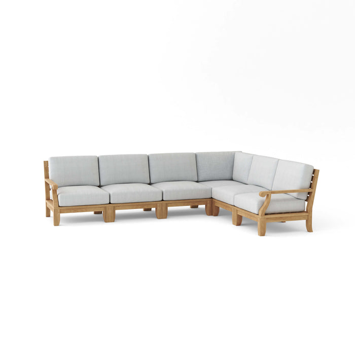 Contemporary Teak Outdoor Furniture - Riviera 6-Piece Sectional Set