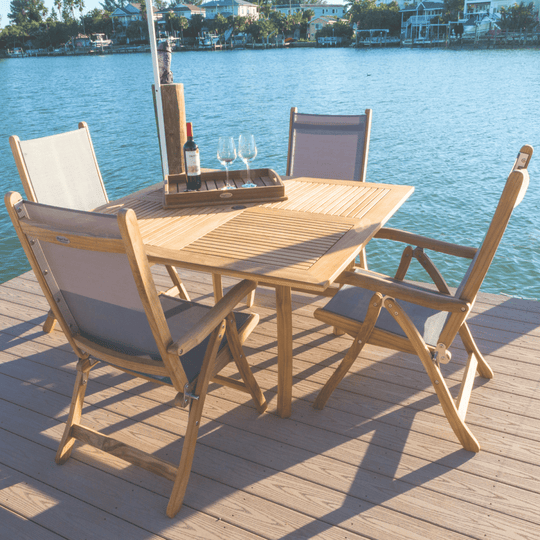 4 - Chair Teak Dining Set - Dolphin (Table) & Florida (Chairs) - Teak HQ™
