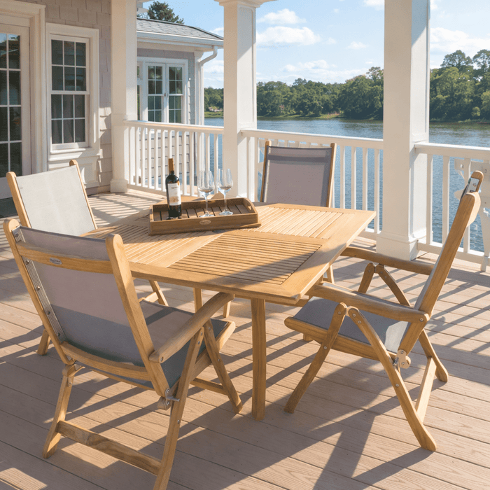 4 - Chair Teak Dining Set - Dolphin (Table) & Florida (Chairs) - Teak HQ™
