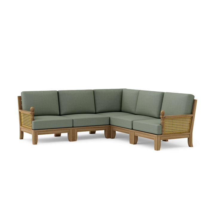 Indonesian Teak Wood Furniture - Luxe 5-Piece Sectional Set