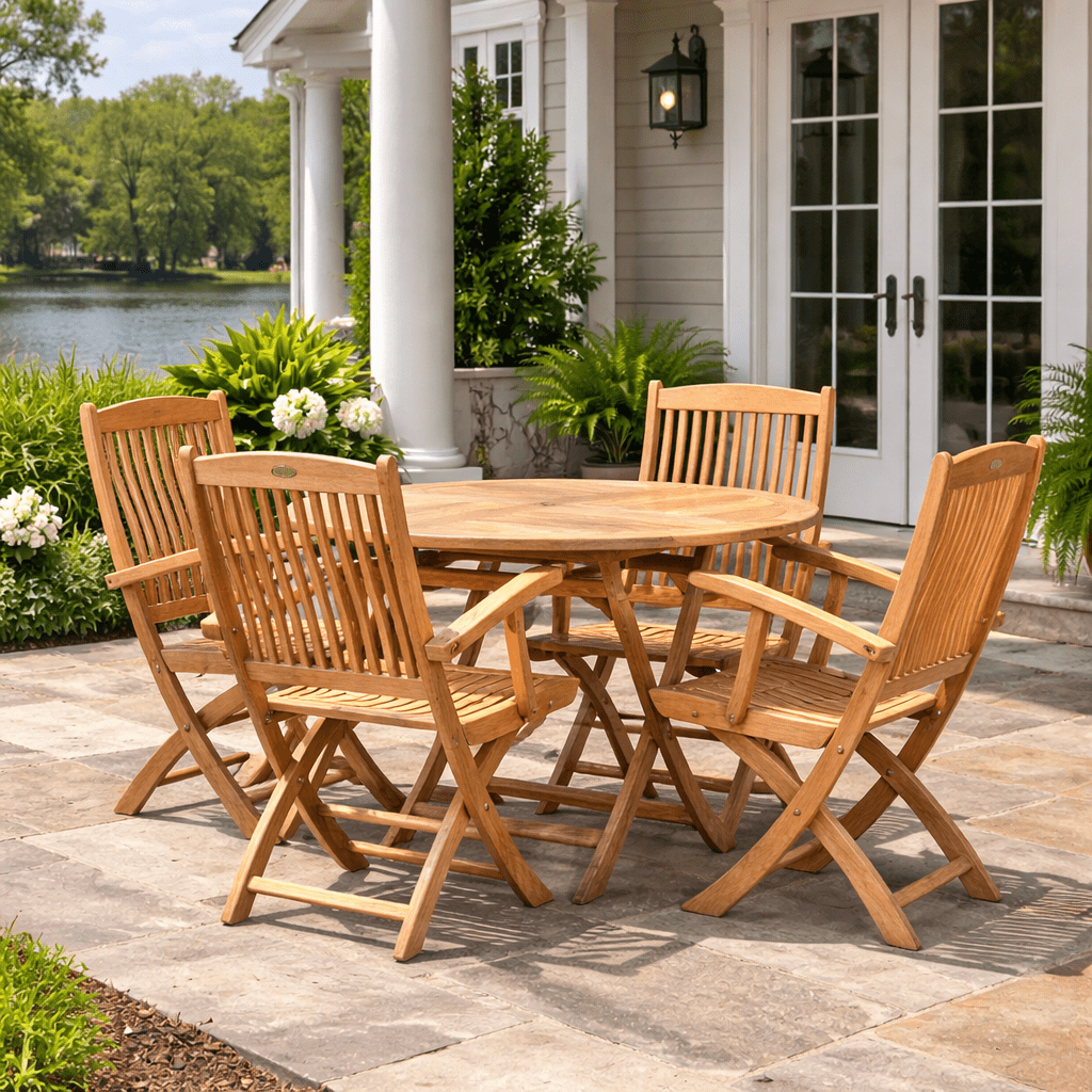 5-Piece Teak Deck Dining Set - Sailor Table + 4 Chairs - Teak HQ™