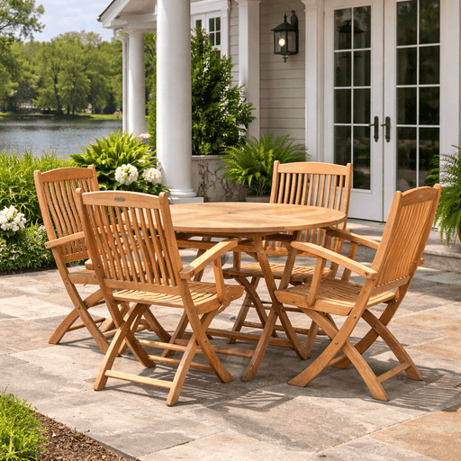 5-Piece Teak Deck Dining Set - Sailor Table + 4 Chairs - Teak HQ™
