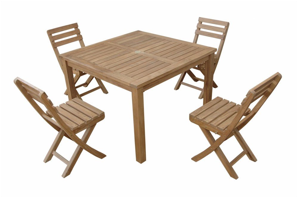 5 - Piece Teak Outdoor Dining Set - Montage (Table) & Alabama (Chairs) - Teak HQ™