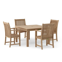 5-Piece Teak Patio Dining Set - Windsor (Table) & Chicago (Chairs)