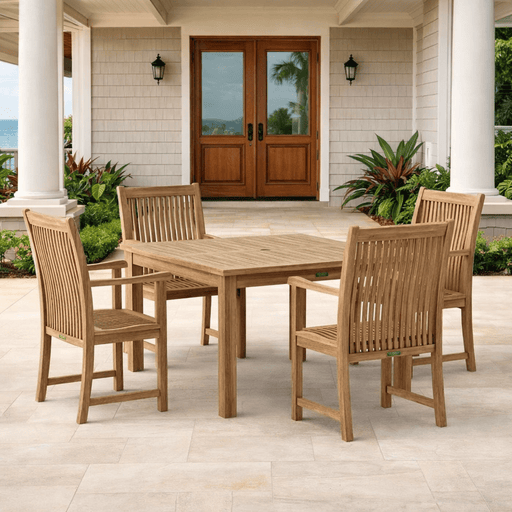 5 - Piece Teak Patio Dining Set - Windsor (Table) & Chicago (Chairs) - Teak HQ™