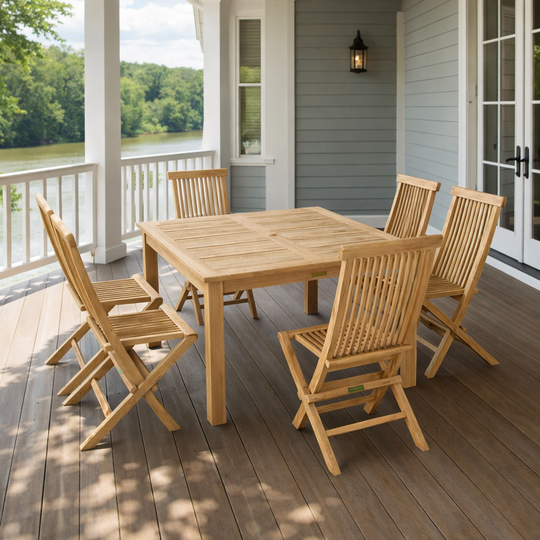 6-Seater Teak Garden Furniture - Windsor (Table) & Classic (Chairs)
