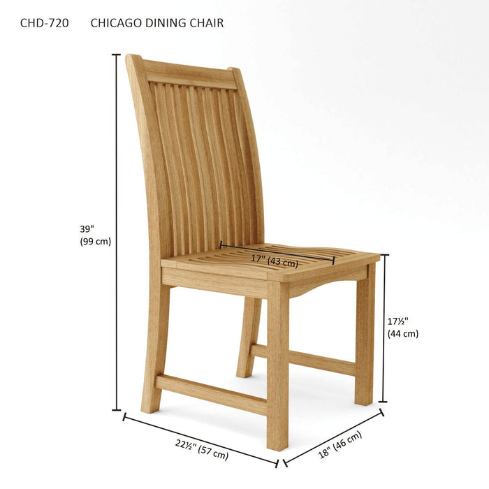 6 - Person Teak Outdoor Dining Set - Bahama (Table) & Chicago (Chairs) - Teak HQ™