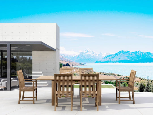 6 - Person Teak Outdoor Dining Set - Bahama (Table) & Chicago (Chairs) - Teak HQ™