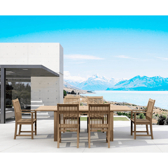 6 - Person Teak Outdoor Dining Set - Bahama (Table) & Chicago (Chairs) - Teak HQ™