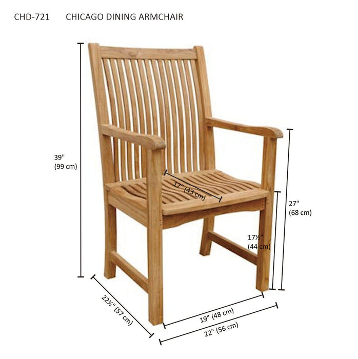 6 - Person Teak Outdoor Dining Set - Bahama (Table) & Chicago (Chairs) - Teak HQ™