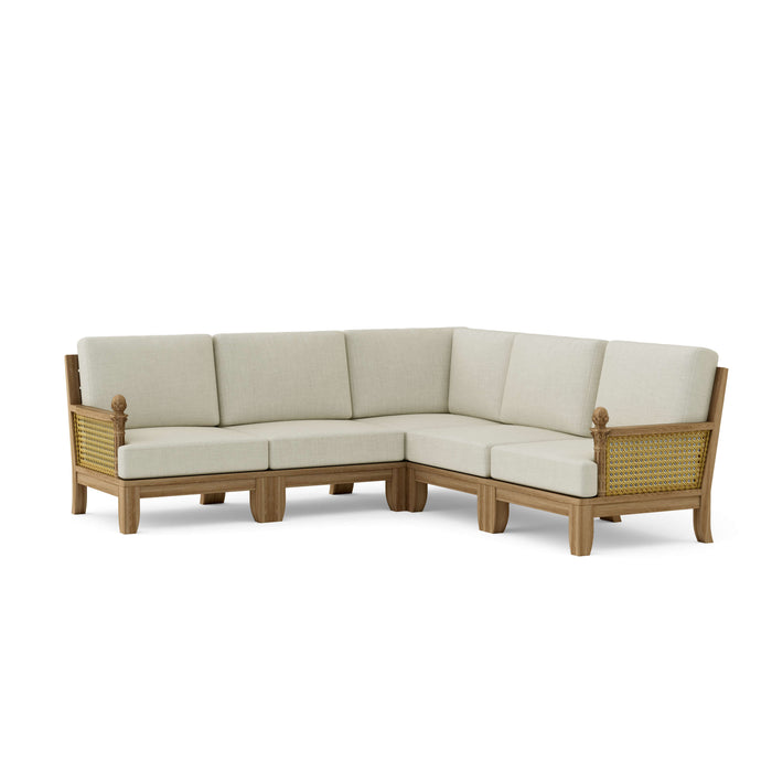 Indonesian Teak Wood Furniture - Luxe 5-Piece Sectional Set