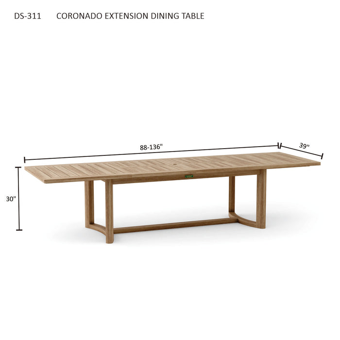 Long Teak Outdoor Table (136" Long Rectangle) - Coronado