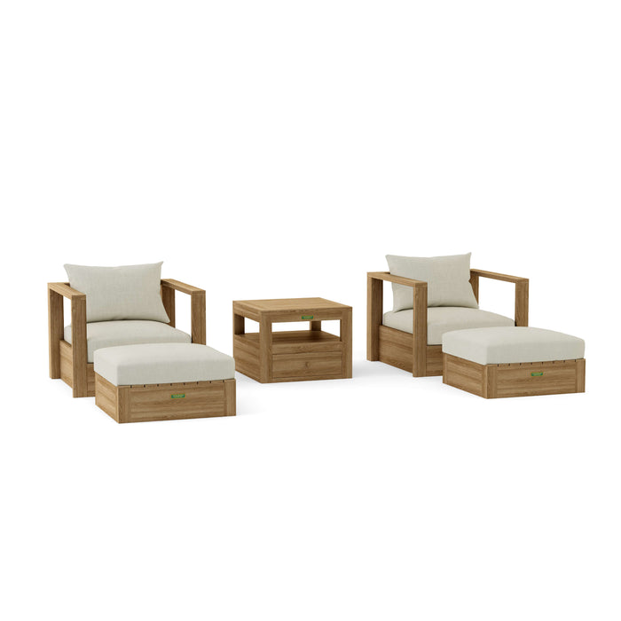 Teak Wood Outdoor Patio Furniture - Copacabana 5-Piece Set