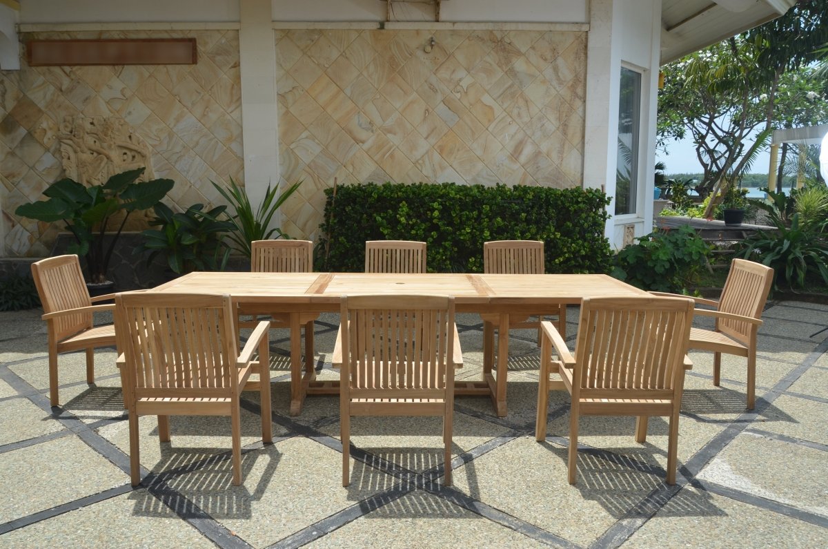 8 - Seat Teak Dining Set - Bahama (Table) & Sahara (Chairs) - Teak HQ™