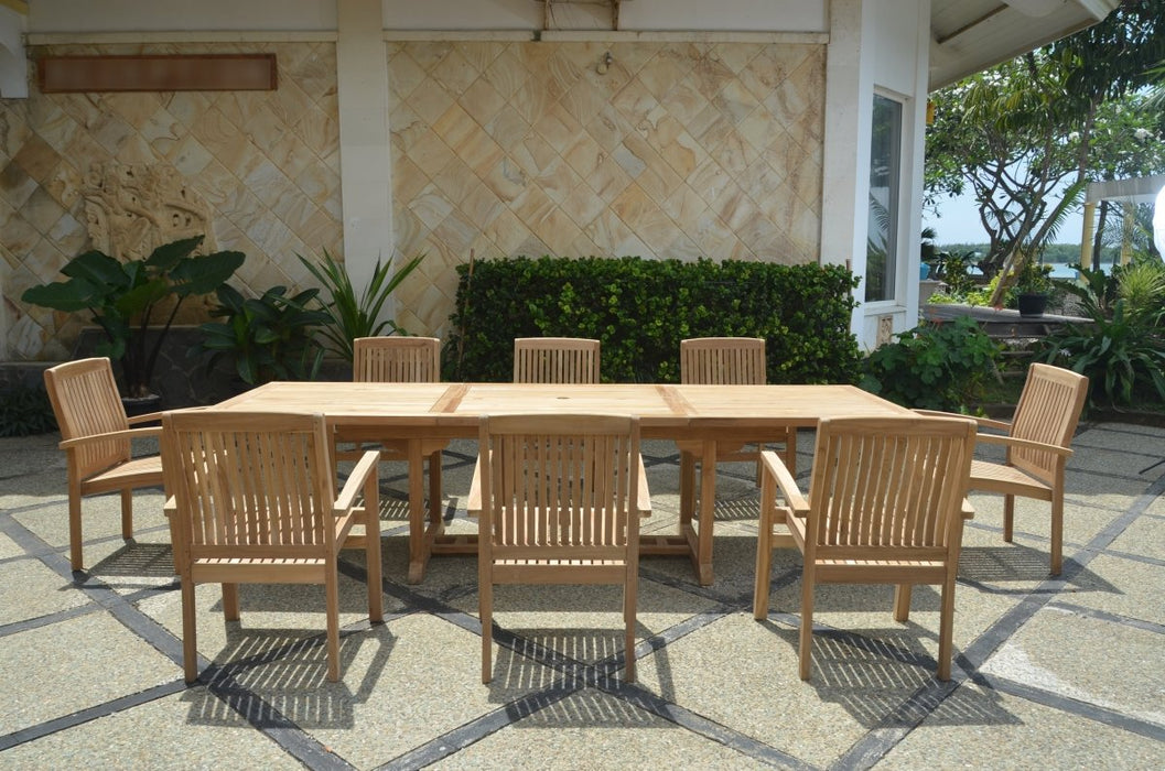 8 - Seat Teak Dining Set - Bahama (Table) & Sahara (Chairs) - Teak HQ™