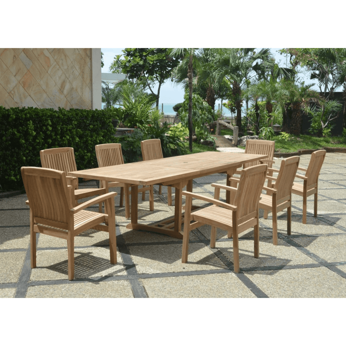 8 - Seat Teak Dining Set - Bahama (Table) & Sahara (Chairs) - Teak HQ™