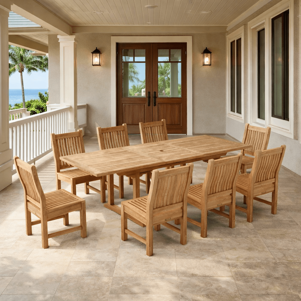 8 - Seater Teak Patio Dining Set - Bahama (Table) & Sahara (Chairs) - Teak HQ™