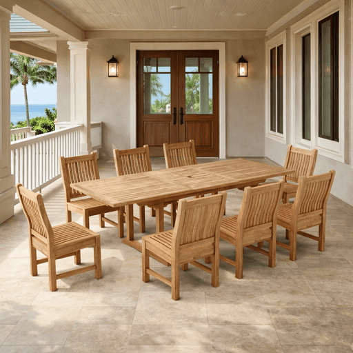 8 - Seater Teak Patio Dining Set - Bahama (Table) & Sahara (Chairs) - Teak HQ™