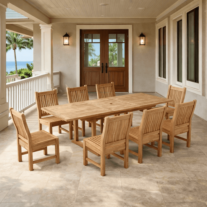 8 - Seater Teak Patio Dining Set - Bahama (Table) & Sahara (Chairs) - Teak HQ™