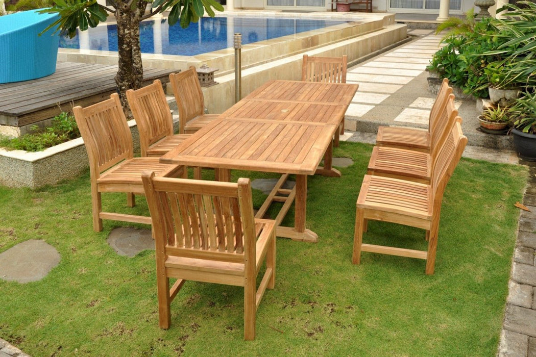 8 - Seater Teak Patio Dining Set - Bahama (Table) & Sahara (Chairs) - Teak HQ™