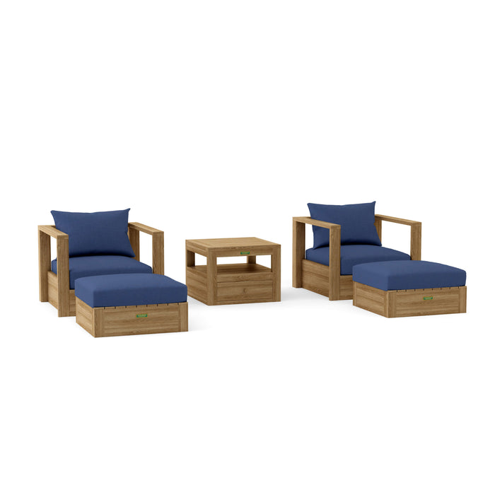 Teak Wood Outdoor Patio Furniture - Copacabana 5-Piece Set