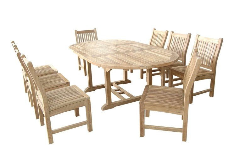 9 - Piece Outdoor Teak Dining Set - Bahama (Table) & Sahara (Chairs) - Teak HQ™