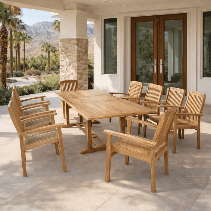 9 - Piece Teak Dining Set - Bahama (Table) & Sahara (Chairs) - Teak HQ™