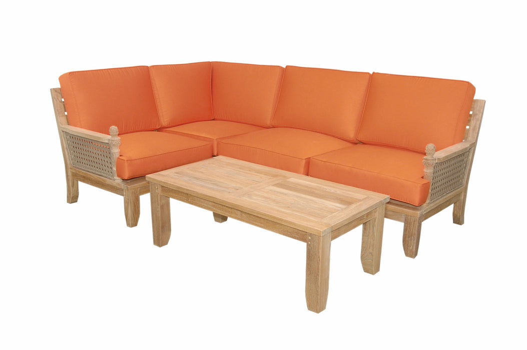 Teak Garden Furniture - Luxe 5-Piece Sectional Set