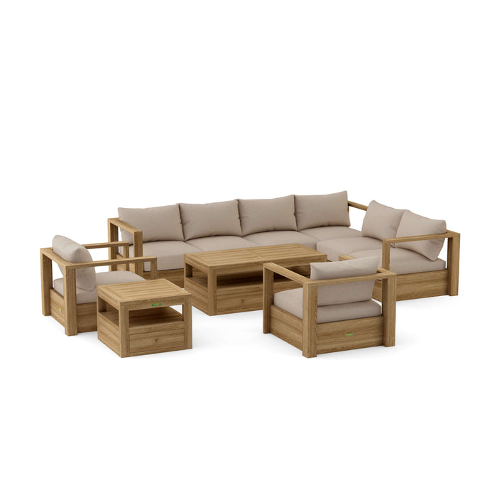 Teak Outdoor Sectional Set - Copacabana 7-Piece Modular Set