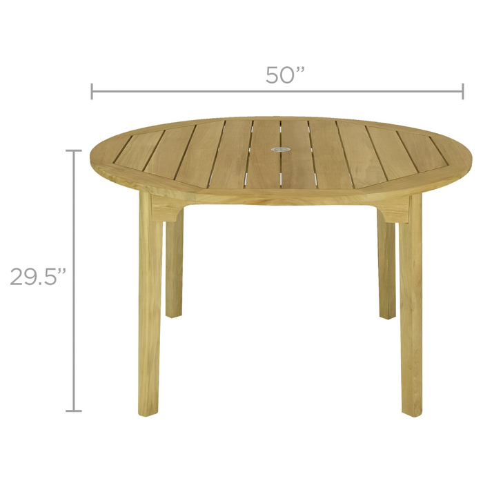 Round Teak Outdoor Dining Table (50" Diameter) - Admiral