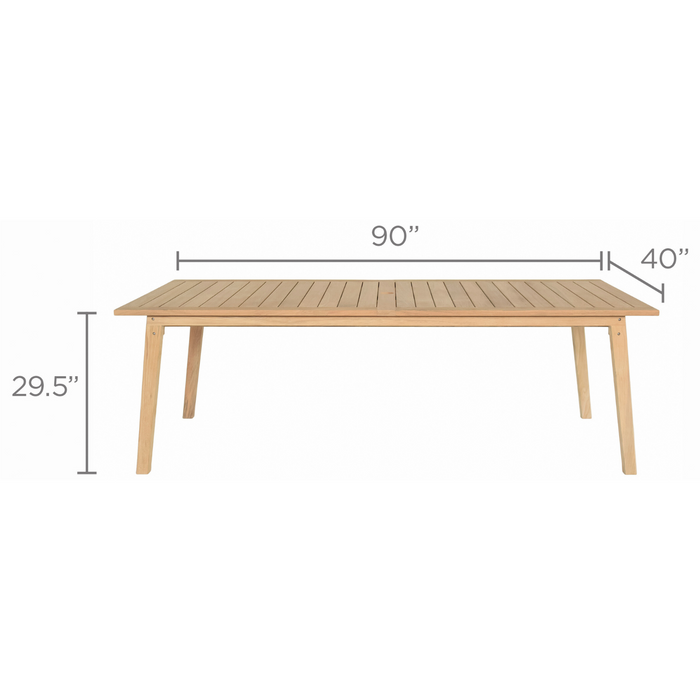Teak Wood Outdoor Dining Table (90" Long Rectangle) - Admiral