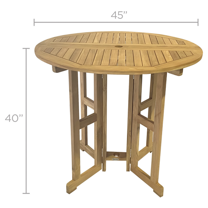 Teak Drop Leaf Table (45" Round) - DropLeaf
