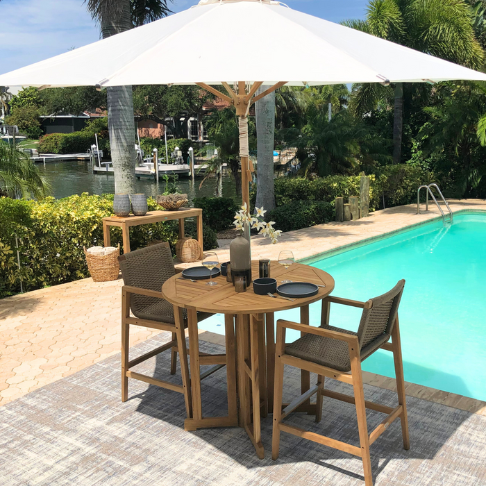 Teak Drop Leaf Table (45" Round) - DropLeaf