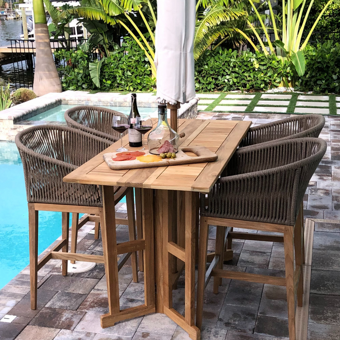 Solid Teak Dining Table (64" Long Rectangle) - DropLeaf